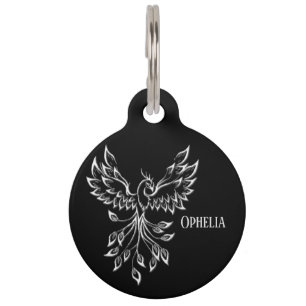 Phoenix Rises on Black Pet ID Tag