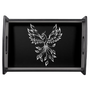 Phoenix Rises on Black Serving Tray