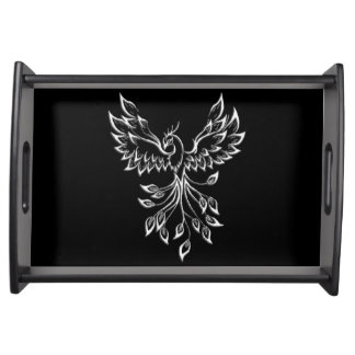 Phoenix Rises on Black Serving Tray