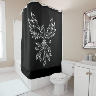Phoenix Rises on Black Shower Curtain