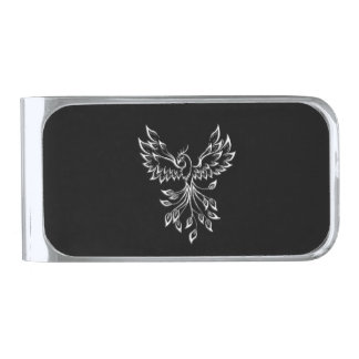 Phoenix Rises on Black Silver Finish Money Clip