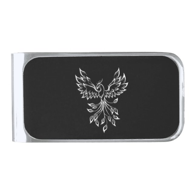 Phoenix Rises on Black Silver Finish Money Clip (Front)