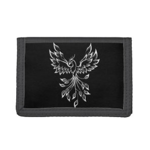 Phoenix Rises on Black Tri-fold Wallet