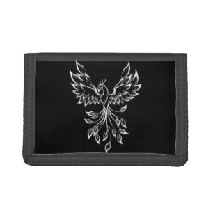 Phoenix Rises on Black Tri-fold Wallet