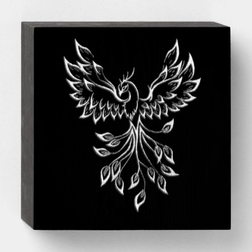 Phoenix Rises on Black  Wooden Box Sign