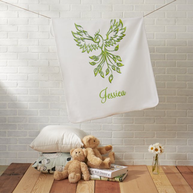 Phoenix Rises w Baby name Baby Blanket (In Situ)