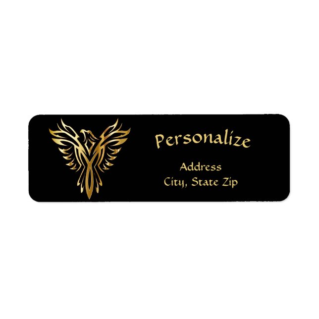 Phoenix Rising Black & Gold Elegant Label (Front)