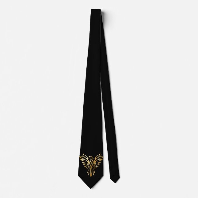 Phoenix Rising Black & Gold Elegant  Neck Tie (Front)
