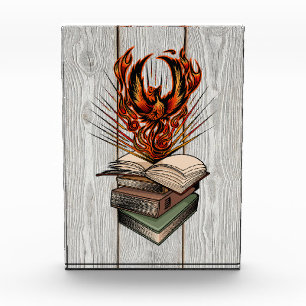 Phoenix Rising Books Gray Wood Modern Achievement Acrylic Award