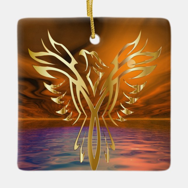 Phoenix Rising Ceramic Ornament (Front)