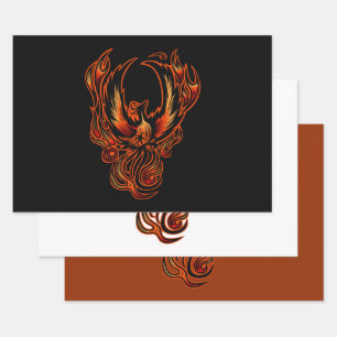Phoenix Rising Fire Bird Fantasy Gift Wrapping Paper Sheets