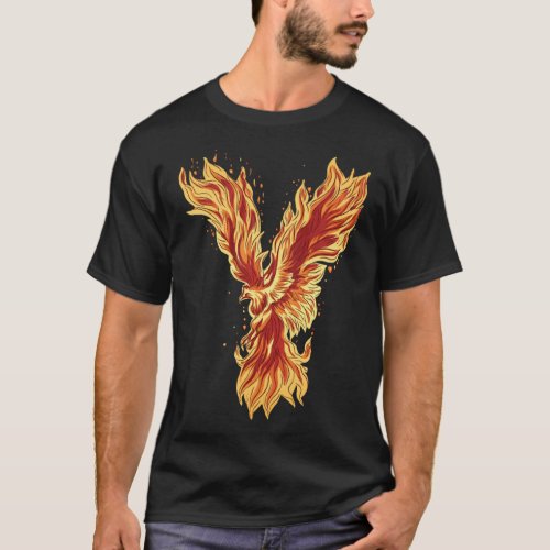 Phoenix Rising Fire Bird Mythical Artwork T_Shirt