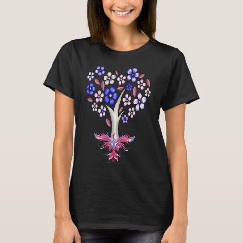 Phoenix Rising Floral Heart Tree T_Shirt