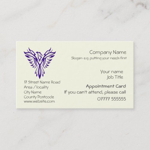 Phoenix Rising from Ashes Appointment card