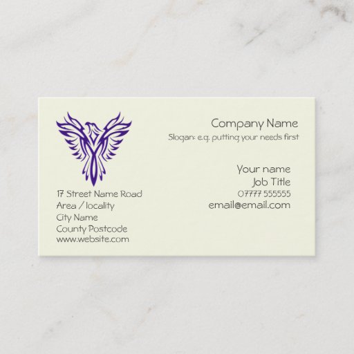 Customizable Generic Phoenix Rising from Ashes - Purple Business Card Templates