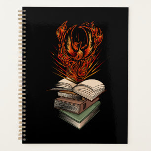 Phoenix Rising From Books Inspirational Fire  Planner