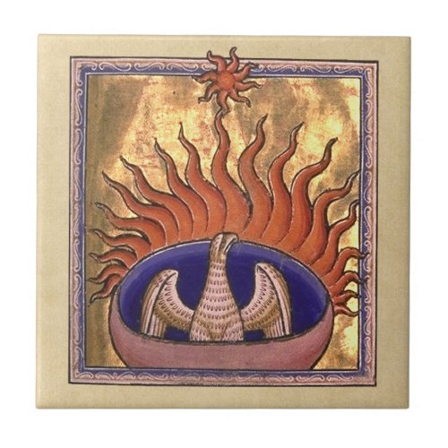 Phoenix Rising from the Ashes Ceramic Tile