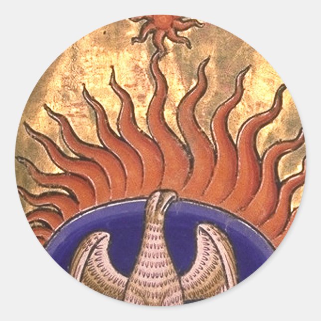 Phoenix Rising from the Ashes Classic Round Sticker (Front)