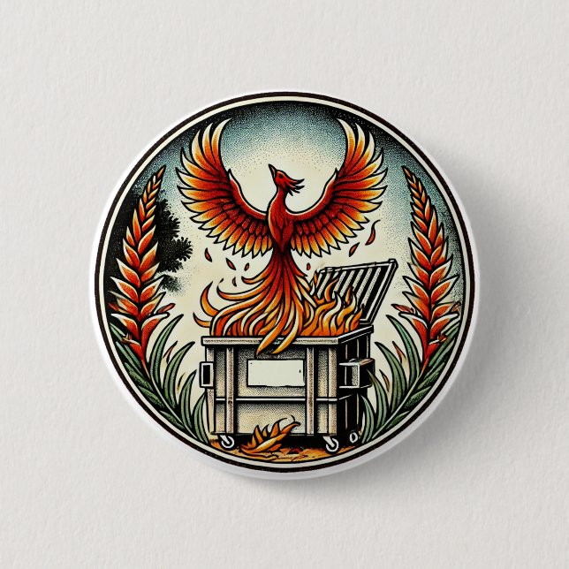 Phoenix Rising from the Dumpster Fire Ashes        Button (Front)