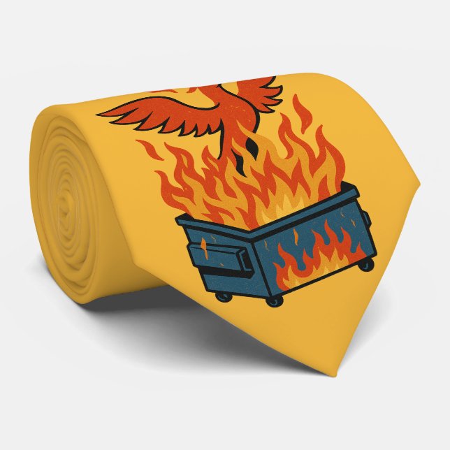 Phoenix rising from the dumpster fire              neck tie (Rolled)