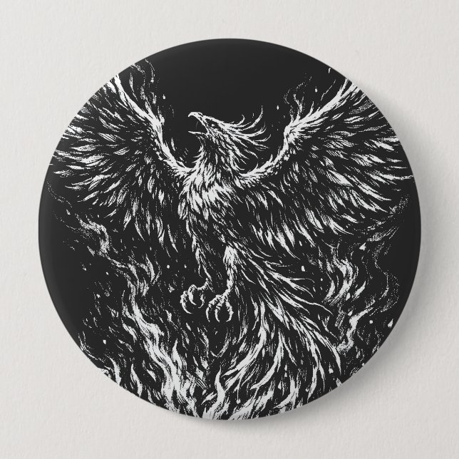 Phoenix Rising From the Flames by BurnsInHell Button (Front)