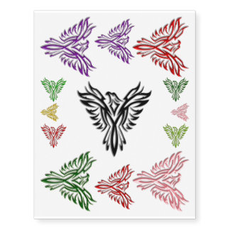 Phoenix Rising in many colors Temporary Tattoos