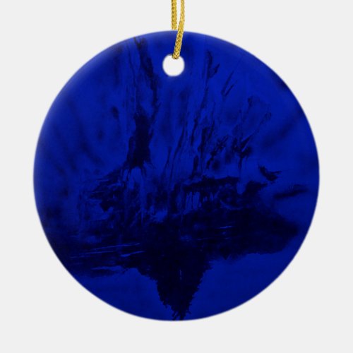 Phoenix Rising in Midnight Blue Ceramic Ornament