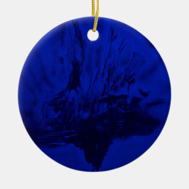 Phoenix Rising in Midnight Blue Ceramic Ornament (Front)