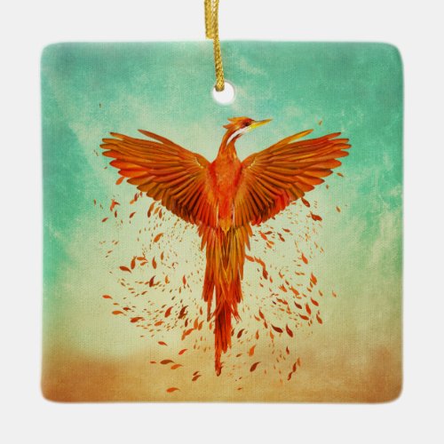 Phoenix Rising _Mixed media Ceramic Ornament