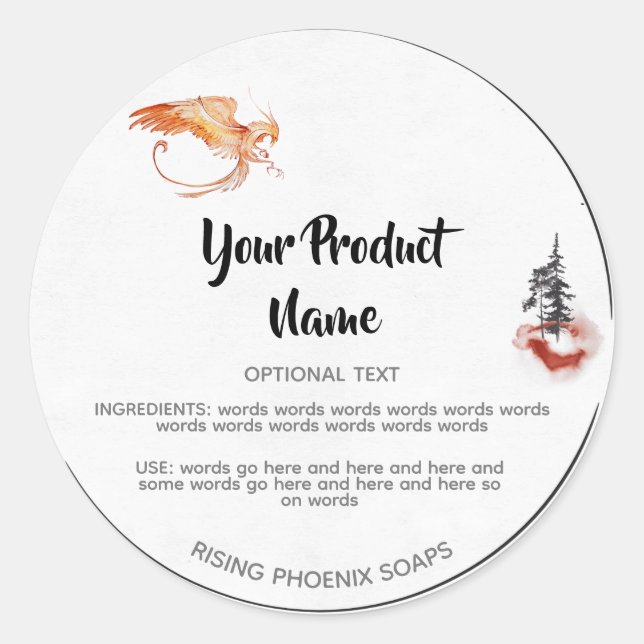 *~* Phoenix Rising Mountain Pine Trees Classic Round Sticker (Front)