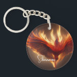 Phoenix Rising Name Inspiring Strength Keychain<br><div class="desc">Phoenix Rising Inspiring Strength and Encouragement Acrylic Round Keychain with Personalized Name. Makes a great gift for someone who need some support or has been going through a rough time as the phoenix rising from the ashes is a very inspirational design. Let them know to never give up hope and...</div>