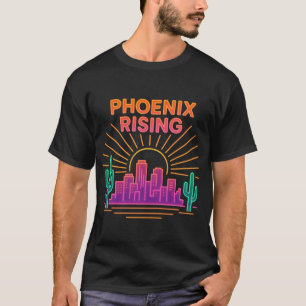 Phoenix Rising Neon City – Retro Synthwave Desert T-Shirt