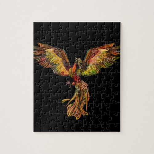 Phoenix Rising _ on black Jigsaw Puzzle
