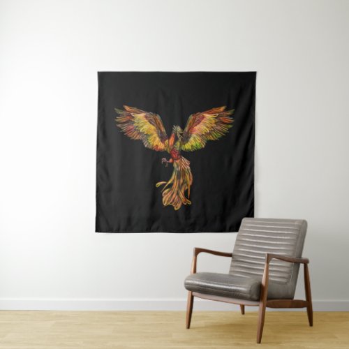 Phoenix Rising _ on black Tapestry