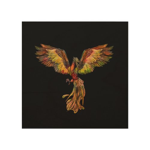 Phoenix Rising _ on black Wood Wall Art