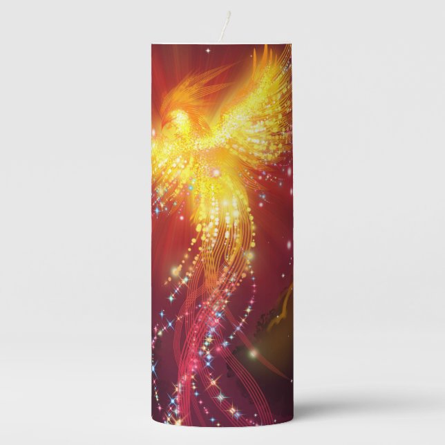 Phoenix Rising Pillar Candle (Front)