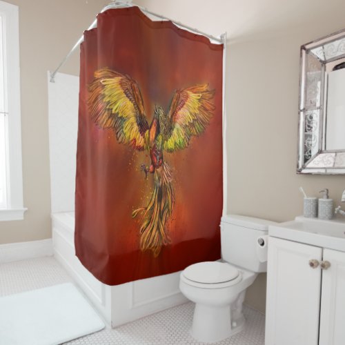 Phoenix Rising _ red sky Shower Curtain