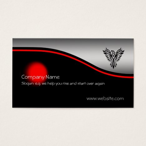 Phoenix Rising, red spot, brushed steel-effect Business Card