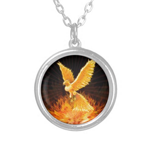 Phoenix Rising Silver Plated Necklace