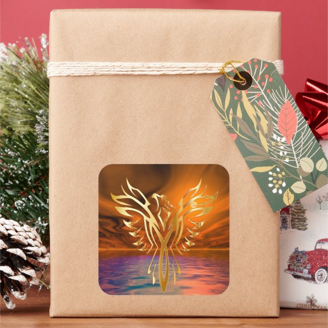 Phoenix Rising Square Sticker (Holiday)