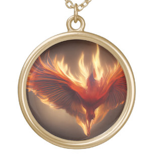 Phoenix Rising Support Inspiring Strength Gold Plated Necklace