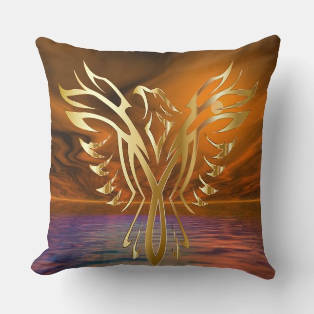 Phoenix Rising Throw Pillow (Front)