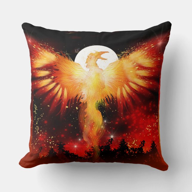 Phoenix Rising Throw Pillow (Front)