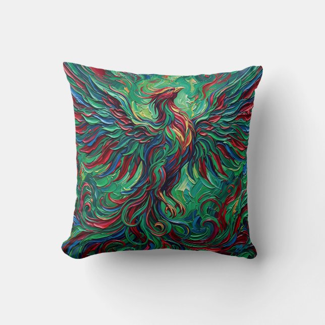 Phoenix Rising Wings Throw Pillow (Front)