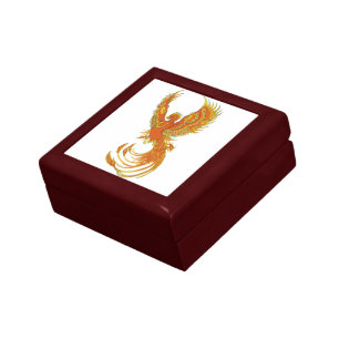 Phoenix Rising Wooden Jewelry Keepsake Box