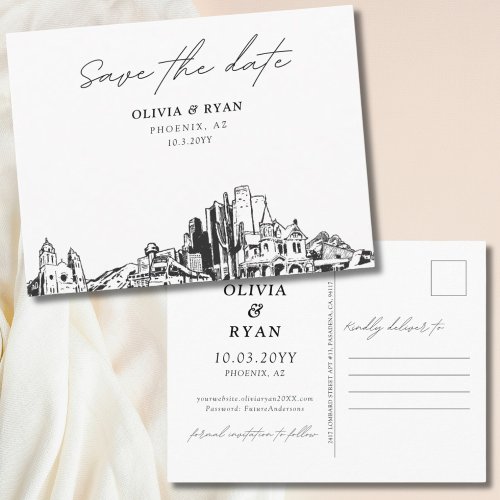 Phoenix Save the Date Postcard Elegant Wedding