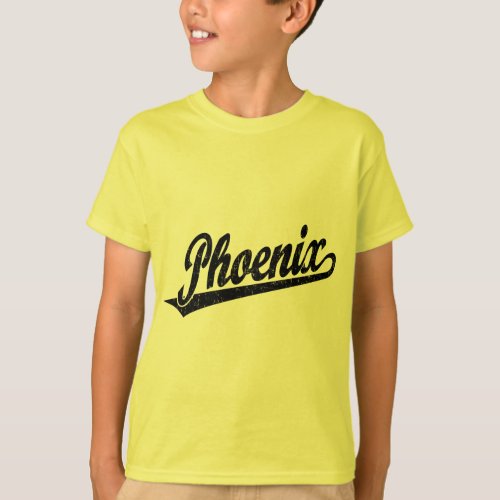 Phoenix script logo in black distressed T_Shirt