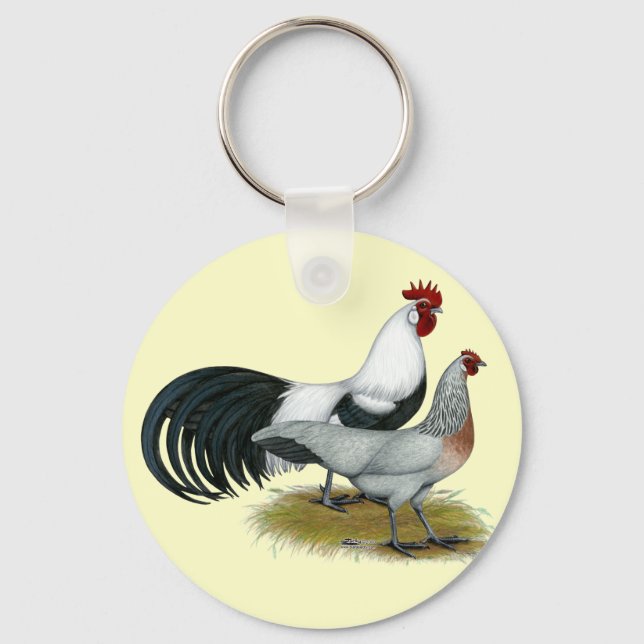 Phoenix:  Silver Duckwing Pair Keychain (Front)