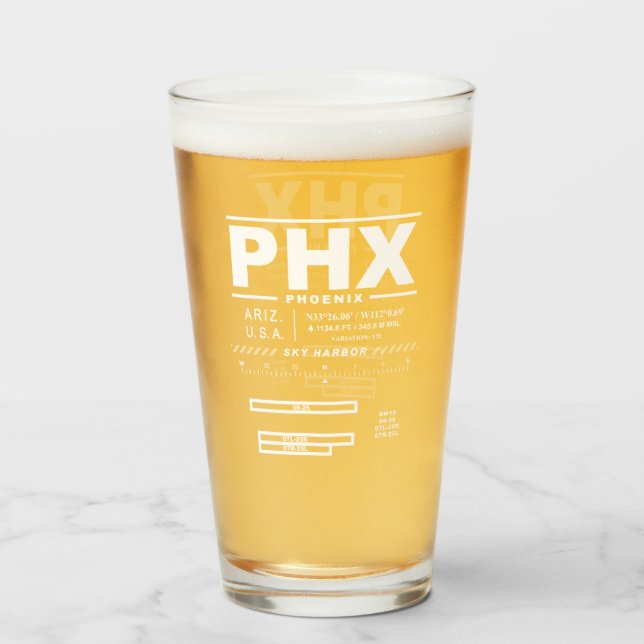 Phoenix Sky Harbor Int'l Airport PHX Glass (Front Filled)
