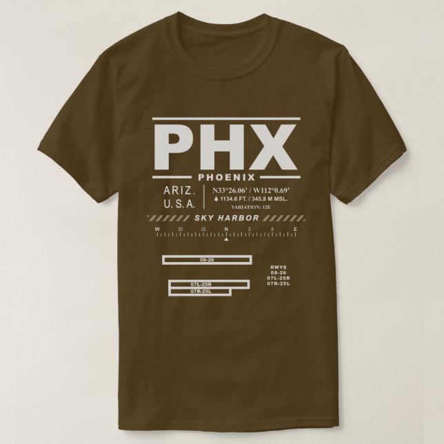 Phoenix Sky Harbor Int'l Airport PHX T-Shirt (Design Front)